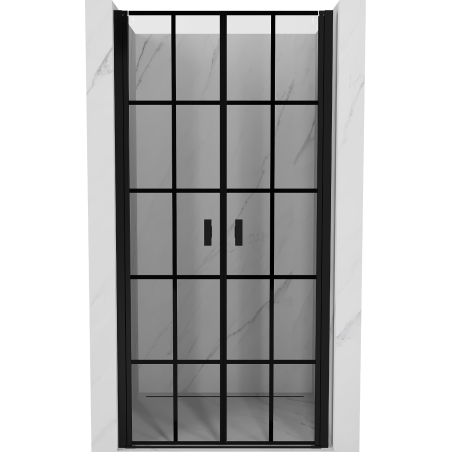 Mexen Mist sprchové dveře sklápěcí 85 cm, černá mřížka, černé - 8A7-085-000-70-77