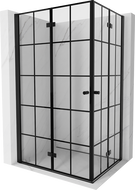 Mexen Mist-F Duo sklápěcí sprchový kout levý 120 x 110 cm, černá mřížka, černá - 8A6-120L-110P-70-77