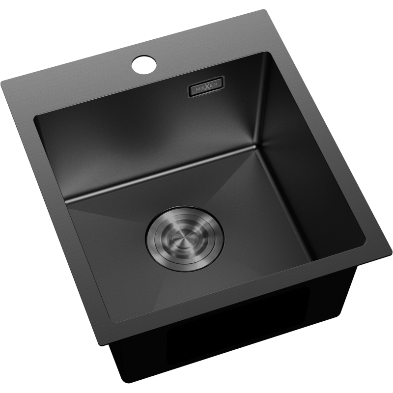 Mexen Solix nerezový dřez s 1 komorou 400 x 450 mm, černý - 6401401000-70