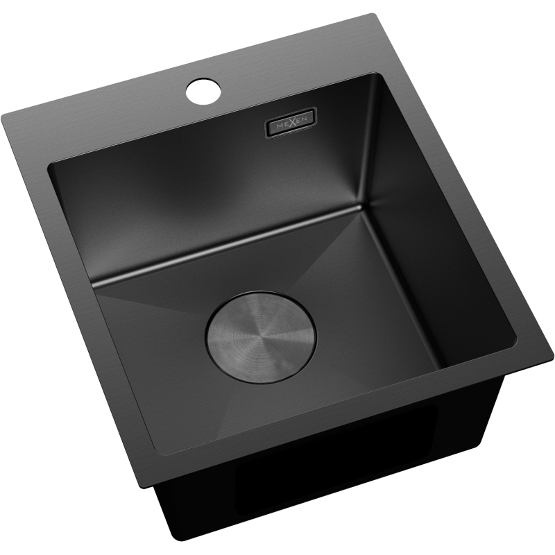 Mexen Solix nerezový dřez s 1 komorou 400 x 450 mm, černý - 6401401000-70