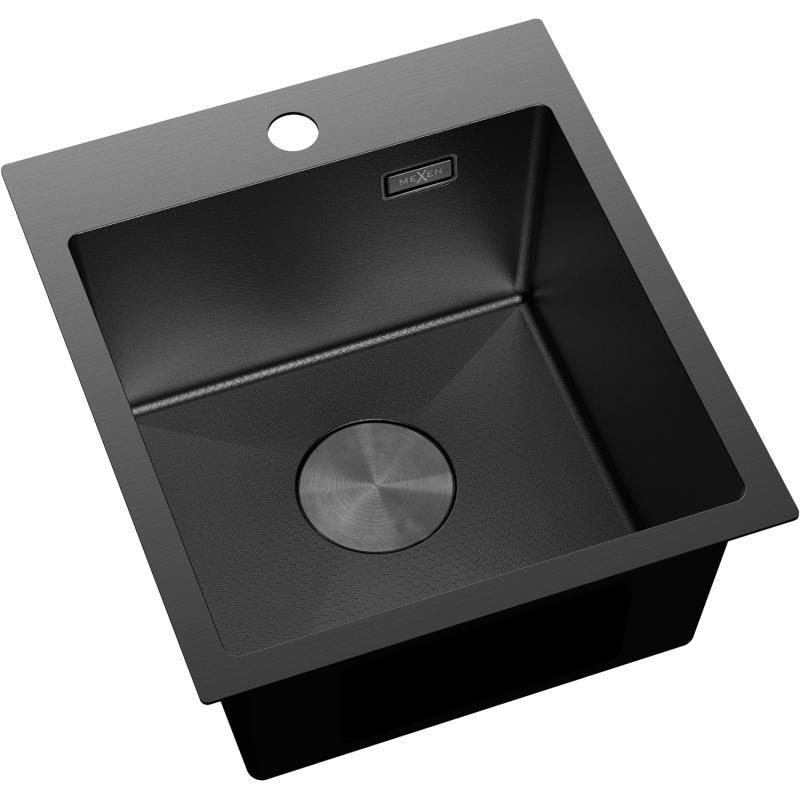 Mexen Solix ocelový jednodřez 400 x 450 mm, černý HC - 6401401000-70HC