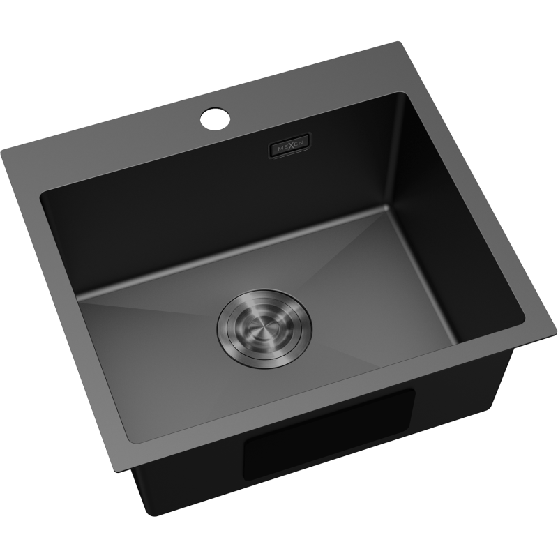 Mexen Solix dřez ocelový 1-komorový 500 x 450 mm, černý - 6402501000-70