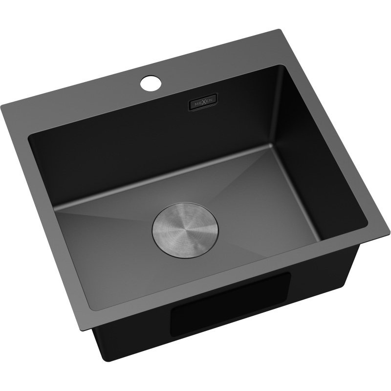 Mexen Solix dřez ocelový 1-komorový 500 x 450 mm, černý - 6402501000-70
