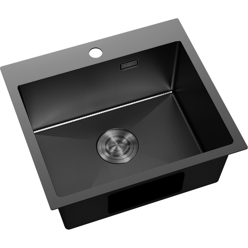 Mexen Solix ocelový dřez 1-komorový 500 x 450 mm, černý HC - 6402501000-70HC