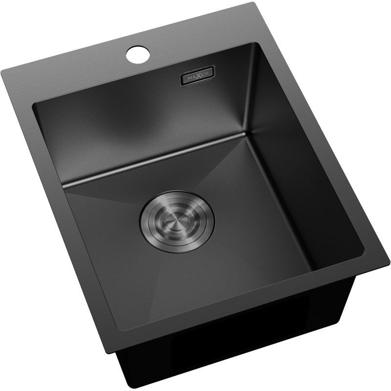 Mexen Solix ocelový dřez 1-komorový 400 x 500 mm, černý - 6406401000-70
