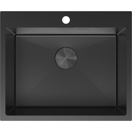 Mexen Solix ocelový dřez 1-komorový 600 x 500 mm, černý - 6408601000-70