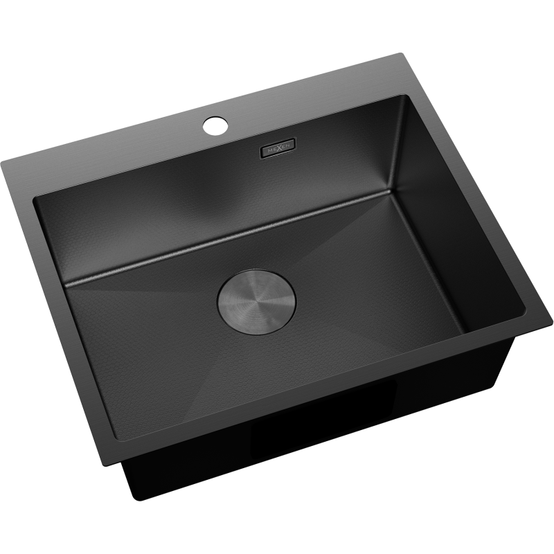 Mexen Solix ocelový dřez 1-komorový 600 x 500 mm, černý HC - 6408601000-70HC
