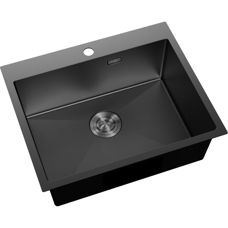Mexen Solix ocelový dřez 1-komorový 600 x 500 mm, černý HC - 6408601000-70HC