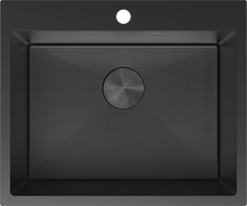 Mexen Solix ocelový dřez 1-komorový 600 x 500 mm, černý HC - 6408601000-70HC