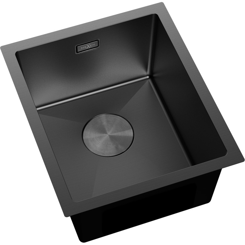 Mexen Trixo ocelový dřez 1-oddílový 370 x 440 mm, černý - 6412371000-70