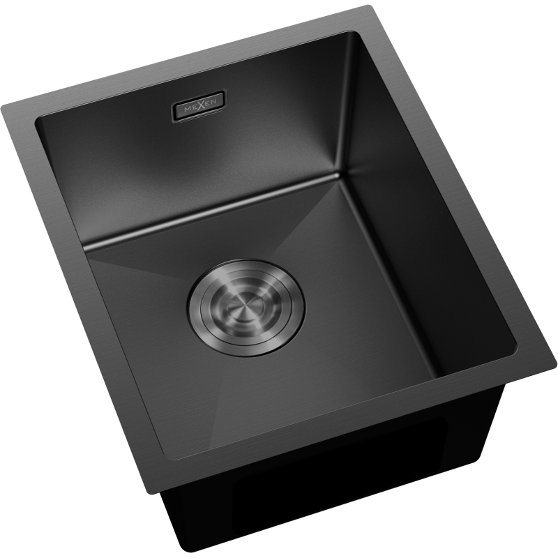 Mexen Trixo ocelový dřez 1-oddílový 370 x 440 mm, černý - 6412371000-70