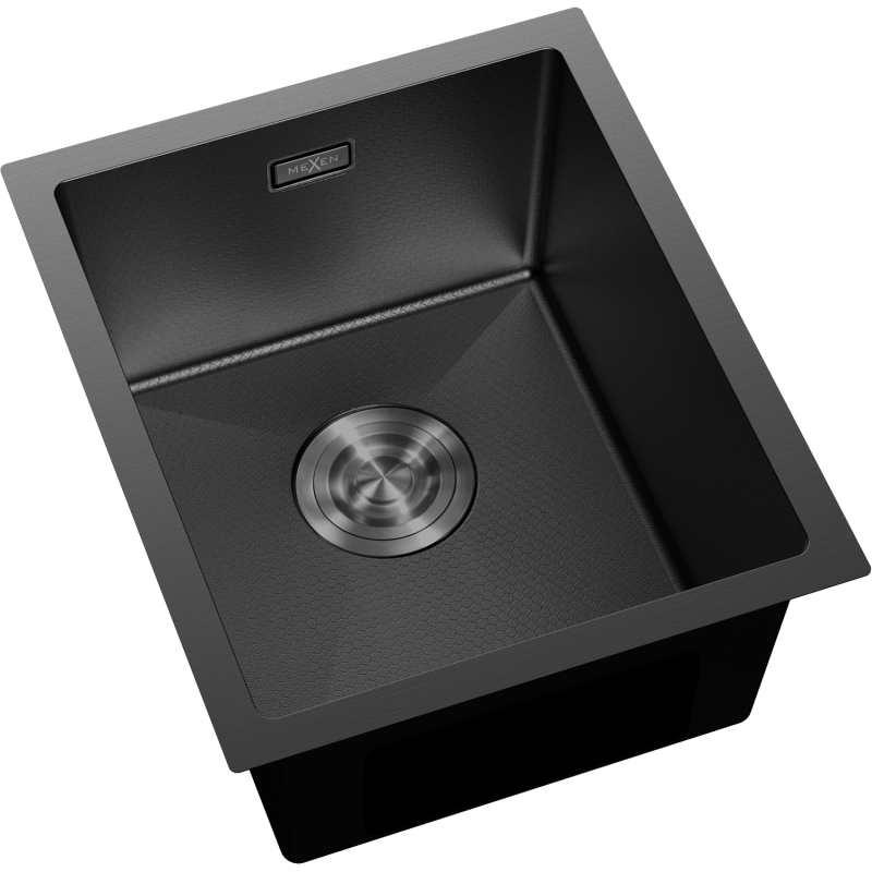 Mexen Trixo nerezový dřez 1-komorový 370 x 440 mm, černý HC - 6412371000-70HC