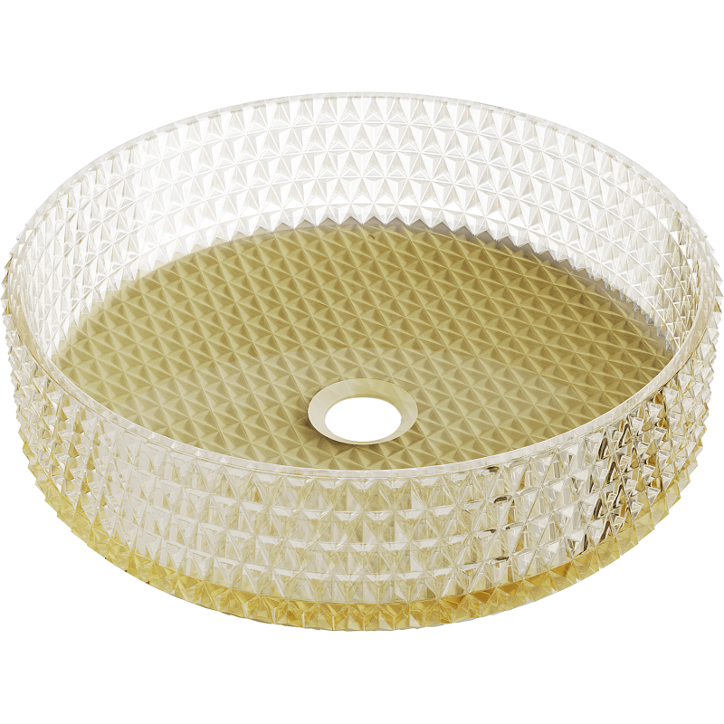 Mexen Aura skleněné umyvadlo na desku 39 x 39 cm, transparentní/zlatá - 24013951