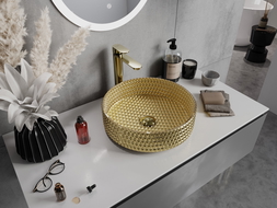 Mexen Aura skleněné umyvadlo na desku 39 x 39 cm, zlatá - 24013952