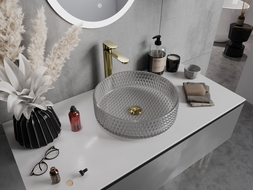 Mexen Aura skleněné umyvadlo na desku 39 x 39 cm, šedé - 24013966