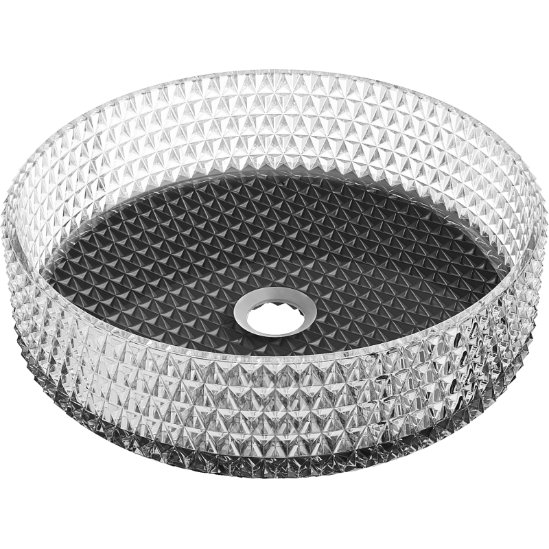 Mexen Aura skleněné umyvadlo na desku 39 x 39 cm, transparentní/černé - 24013971