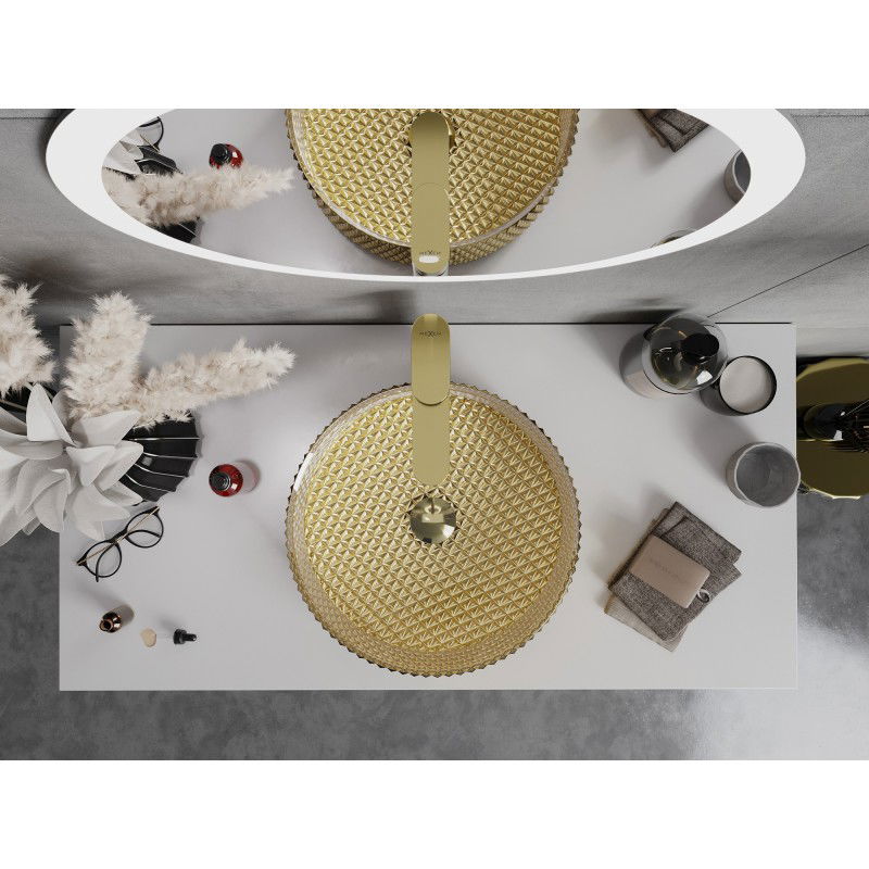 Mexen Aura skleněné umyvadlo na desku 39 x 39 cm, zlatá - 24013952