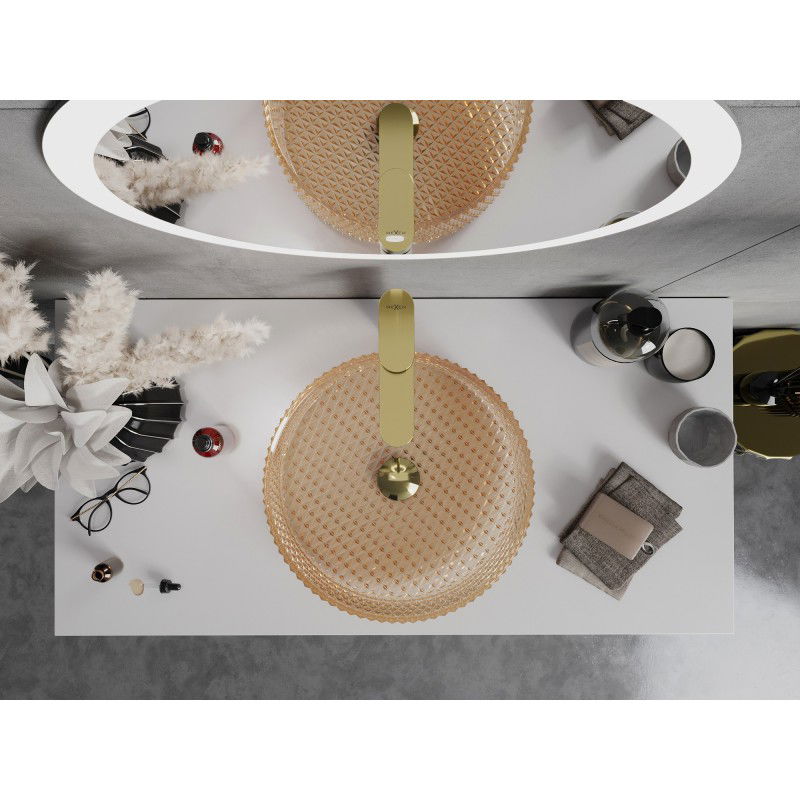 Mexen Aura skleněné umyvadlo na desku 39 x 39 cm, růžové zlato - 24013968