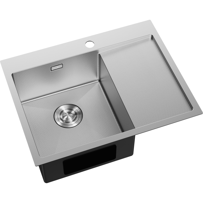 Mexen Exar ocelový dřez s jednou komorou a odkapávačem, levý 620 x 480 mm, inox HC - 6431621005L-01HC