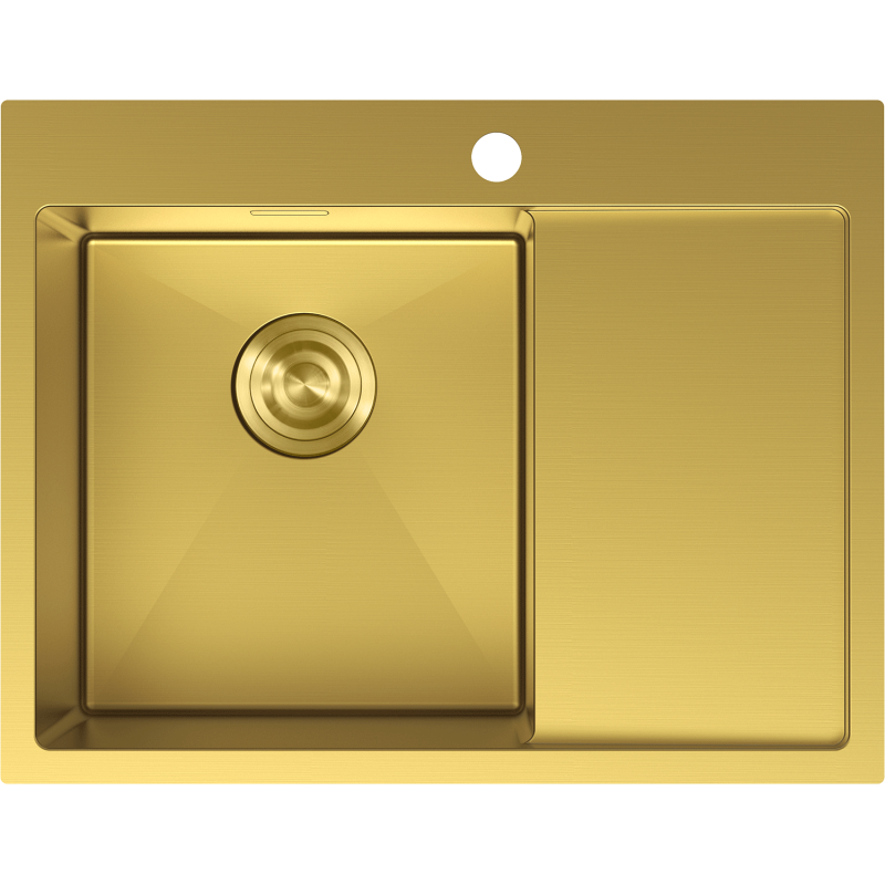 Mexen Exar nerezový dřez jednokomorový s odkapávačem, levý 620 x 480 mm, zlatý - 6431621005L-55