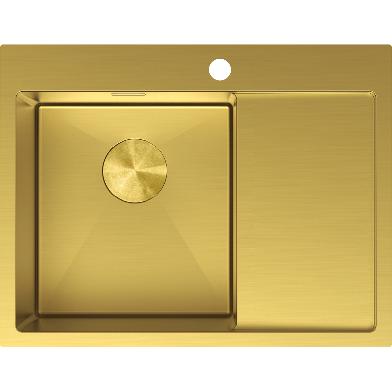 Mexen Exar nerezový dřez jednokomorový s odkapávačem, levý 620 x 480 mm, zlatý - 6431621005L-55
