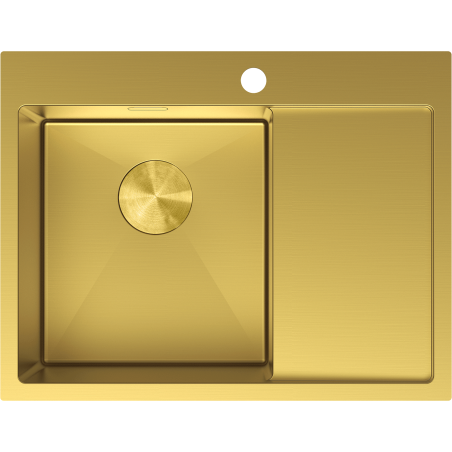 Mexen Exar nerezový dřez jednokomorový s odkapávačem, levý 620 x 480 mm, zlatý - 6431621005L-55