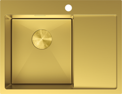 Mexen Exar nerezový dřez jednokomorový s odkapávačem, levý 620 x 480 mm, zlatý - 6431621005L-55