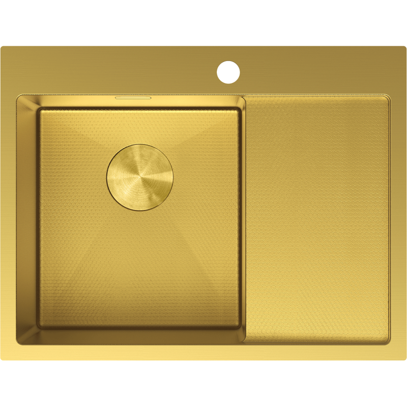 Mexen Exar ocelový dřez s 1 komorou a odkapávačem, levý 620 x 480 mm, zlatý HC - 6431621005L-55HC