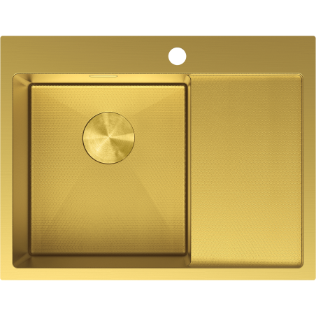Mexen Exar ocelový dřez s 1 komorou a odkapávačem, levý 620 x 480 mm, zlatý HC - 6431621005L-55HC