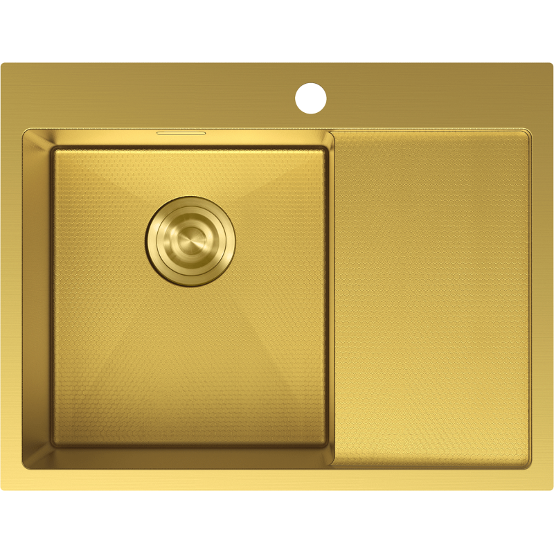 Mexen Exar ocelový dřez s 1 komorou a odkapávačem, levý 620 x 480 mm, zlatý HC - 6431621005L-55HC