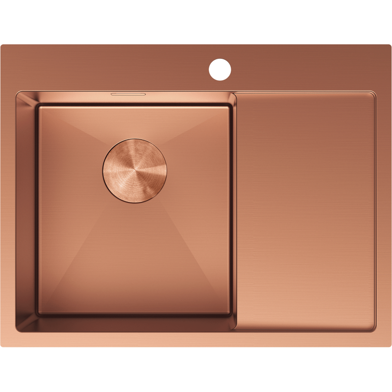 Mexen Exar ocelový dřez s 1 přihrádkou a odkapávačem, levý 620 x 480 mm, měď - 6431621005L-65