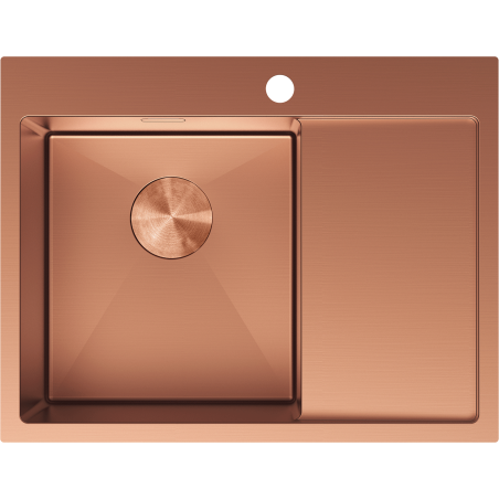 Mexen Exar ocelový dřez s 1 přihrádkou a odkapávačem, levý 620 x 480 mm, měď - 6431621005L-65