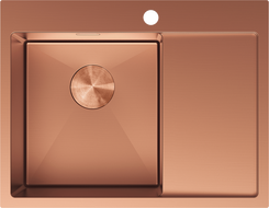Mexen Exar ocelový dřez s 1 přihrádkou a odkapávačem, levý 620 x 480 mm, měď - 6431621005L-65