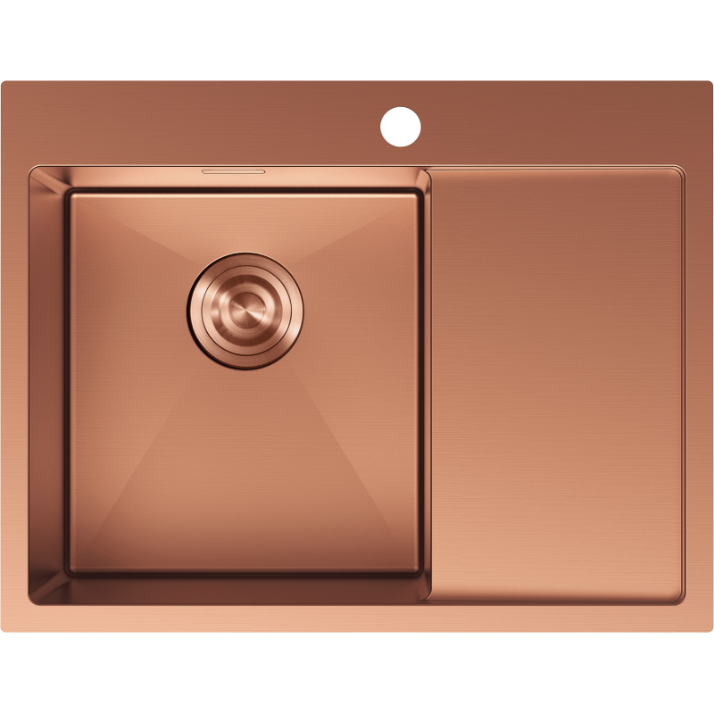 Mexen Exar ocelový dřez s 1 přihrádkou a odkapávačem, levý 620 x 480 mm, měď - 6431621005L-65