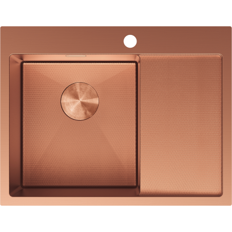 Mexen Exar ocelový dřez s 1 komorou s odkapávačem, levý 620 x 480 mm, měď HC - 6431621005L-65HC