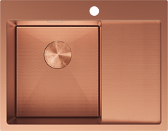Mexen Exar ocelový dřez s 1 komorou s odkapávačem, levý 620 x 480 mm, měď HC - 6431621005L-65HC