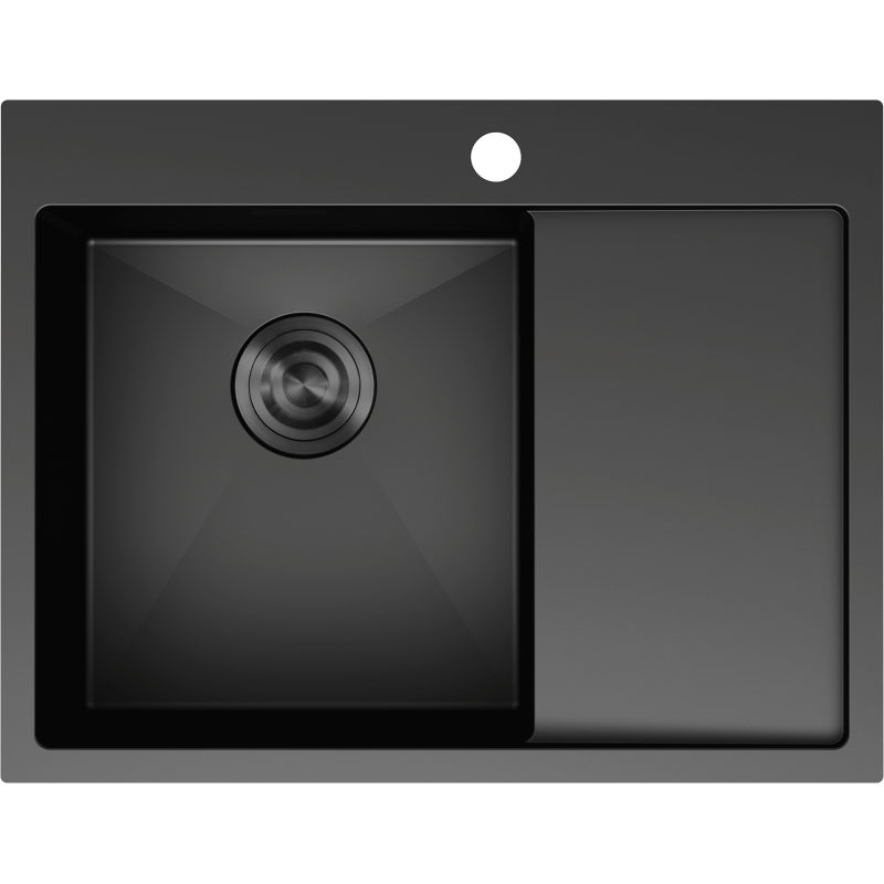 Mexen Exar nerezový dřez s 1 komorou a odkapávačem, levý 620 x 480 mm, černý - 6431621005L-70