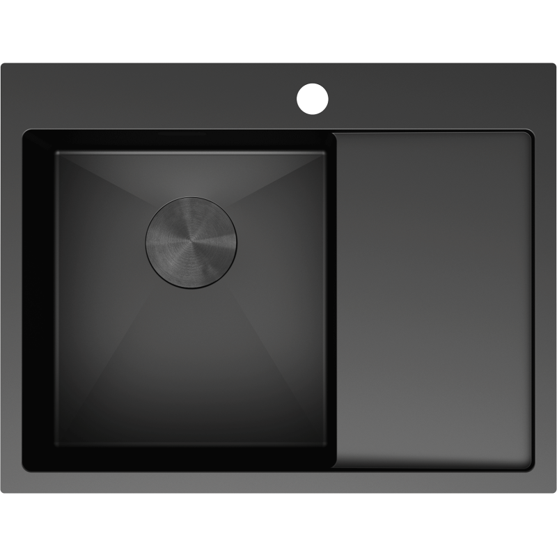 Mexen Exar nerezový dřez s 1 komorou a odkapávačem, levý 620 x 480 mm, černý - 6431621005L-70