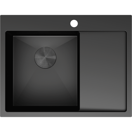 Mexen Exar nerezový dřez s 1 komorou a odkapávačem, levý 620 x 480 mm, černý - 6431621005L-70