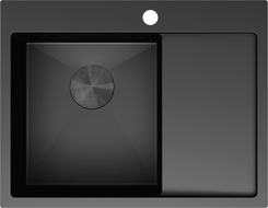 Mexen Exar nerezový dřez s 1 komorou a odkapávačem, levý 620 x 480 mm, černý - 6431621005L-70