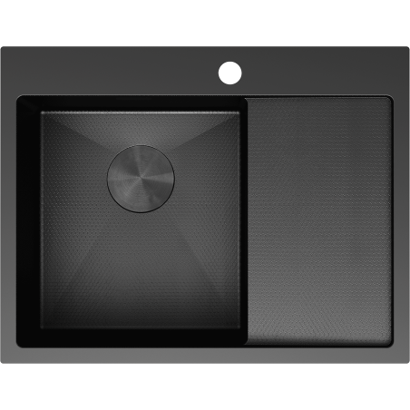 Mexen Exar ocelový dřez s 1 komorou a odkapávačem, levý 620 x 480 mm, černý HC - 6431621005L-70HC