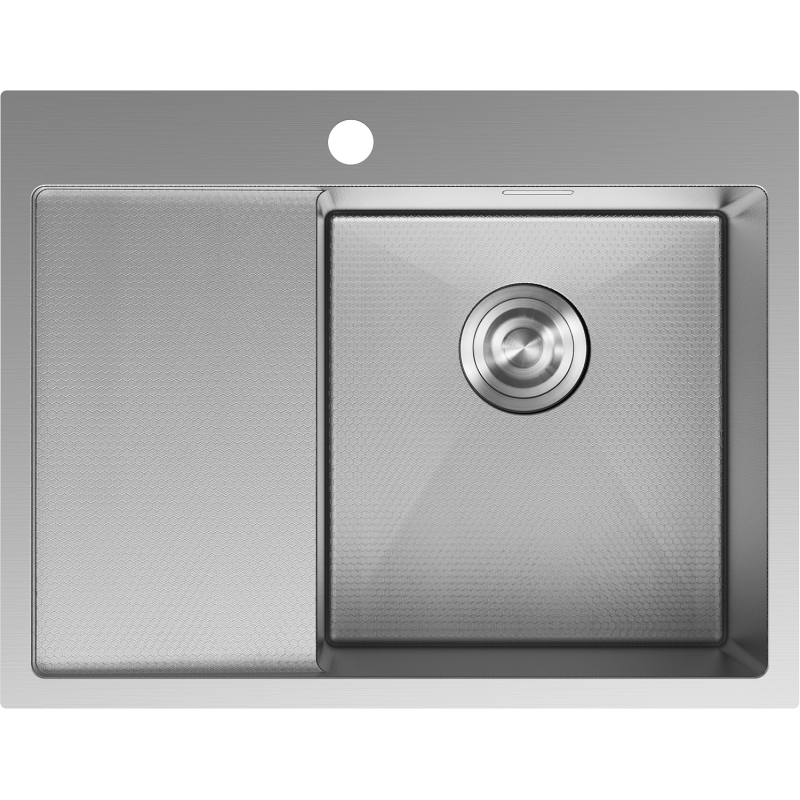 Mexen Exar nerezový dřez s 1 komorou a odkapávačem, pravý 620 x 480 mm, inox HC - 6432621005P-01HC
