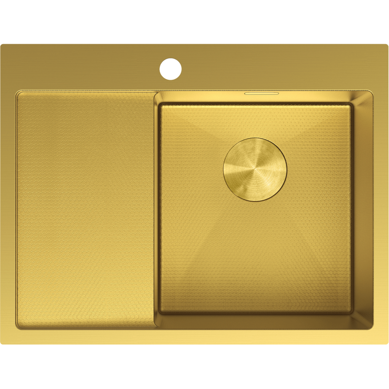 Mexen Exar ocelový dřez s odkapávačem, pravý 620 x 480 mm, zlatý HC - 6432621005P-55HC