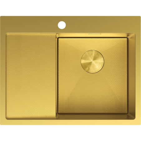 Mexen Exar ocelový dřez s odkapávačem, pravý 620 x 480 mm, zlatý HC - 6432621005P-55HC