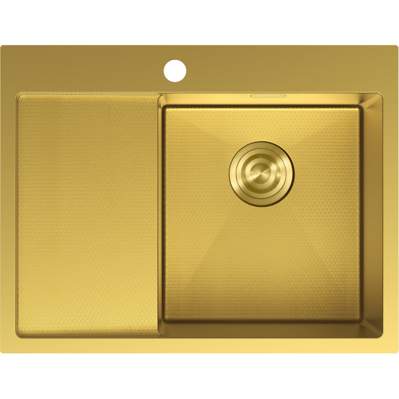 Mexen Exar ocelový dřez s odkapávačem, pravý 620 x 480 mm, zlatý HC - 6432621005P-55HC