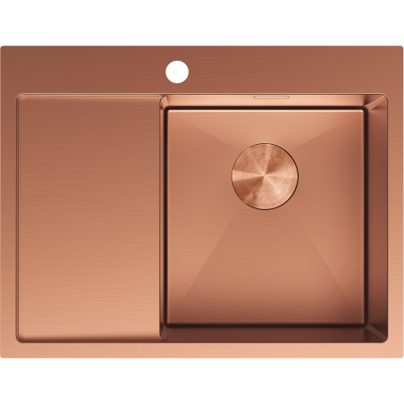 Mexen Exar ocelový dřez s jednou komorou a odkapávací plochou, pravý 620 x 480 mm, měď - 6432621005P-65