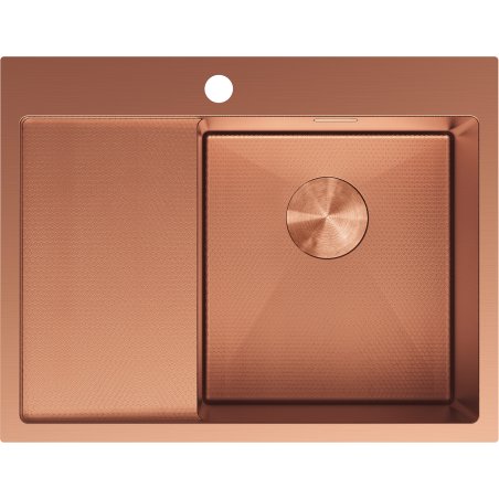 Mexen Exar ocelový dřez s jednou komorou s odkapávačem, pravý 620 x 480 mm, měď HC - 6432621005P-65HC