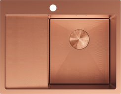 Mexen Exar ocelový dřez s jednou komorou s odkapávačem, pravý 620 x 480 mm, měď HC - 6432621005P-65HC