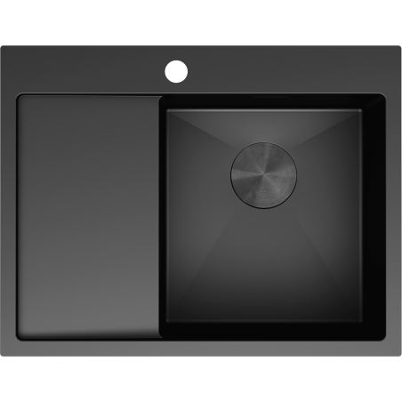 Mexen Exar ocelový dřez s jednou komorou a odkapávačem, pravý 620 x 480 mm, černý - 6432621005P-70