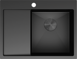 Mexen Exar ocelový dřez s jednou komorou a odkapávačem, pravý 620 x 480 mm, černý - 6432621005P-70